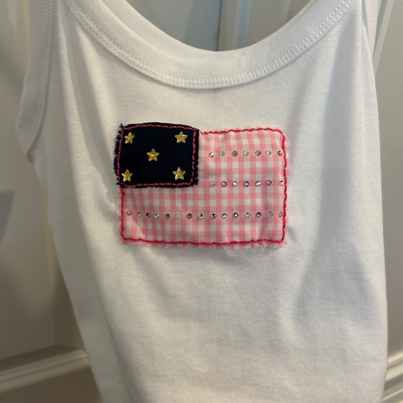 Handmade Pink Gingham Embellished Flag Tank Top - Picture 3 of 3